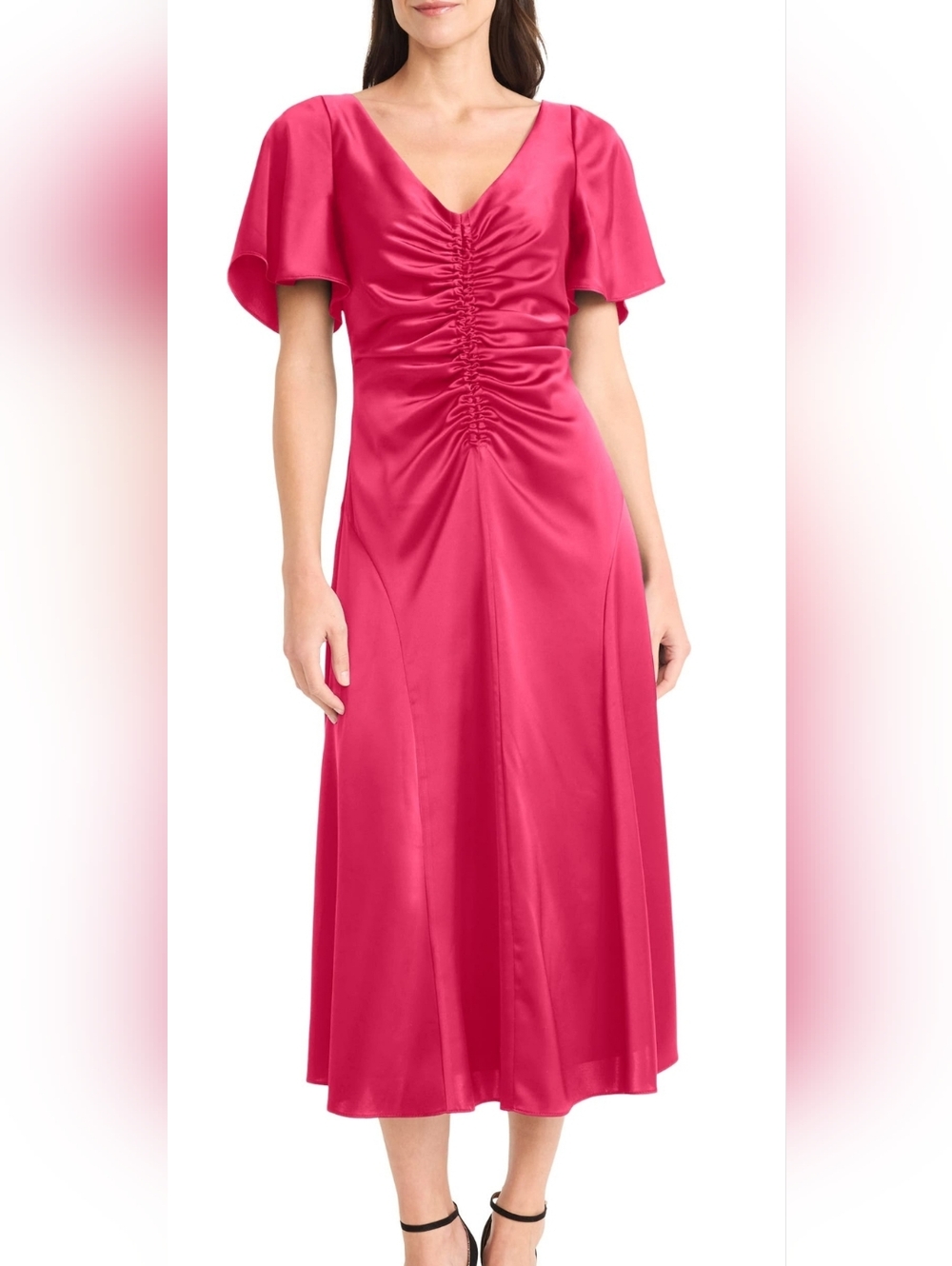 NWT Maggy London Satin Pink Midi Dress Size 8